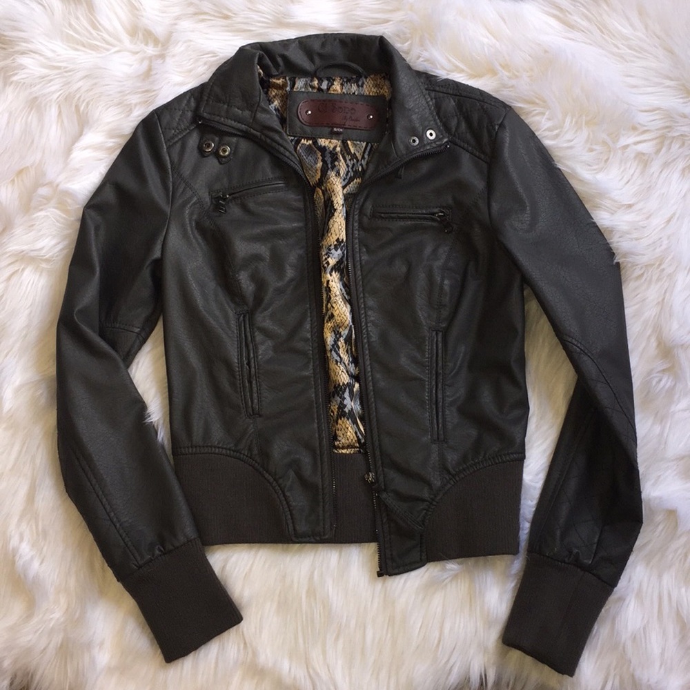 Faux Gray Leather Moto Jacket